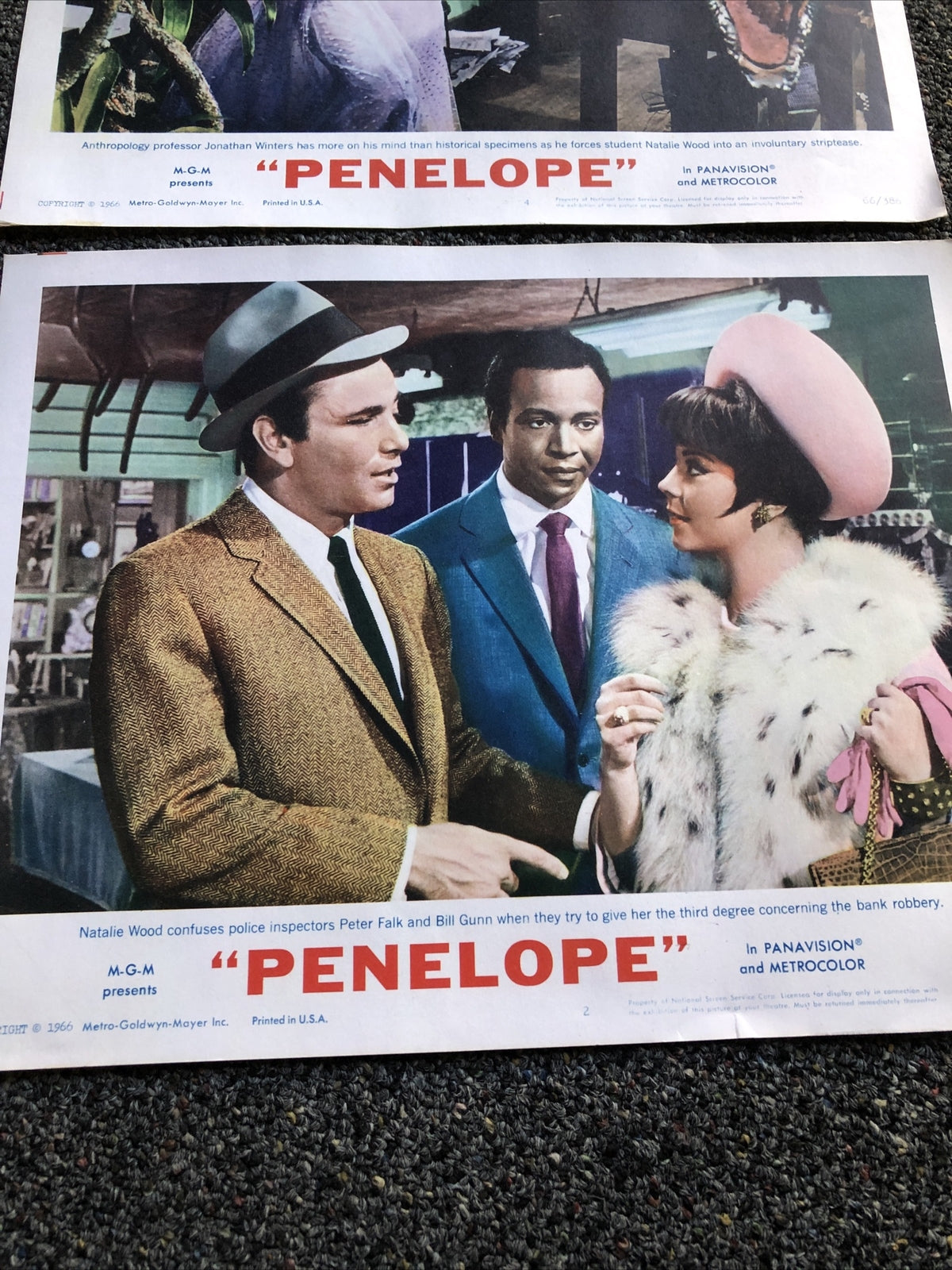 Penelope Lobby Card Lot Of 2 - #2 & #4 NATALIE WOOD PETER FALK 19661
