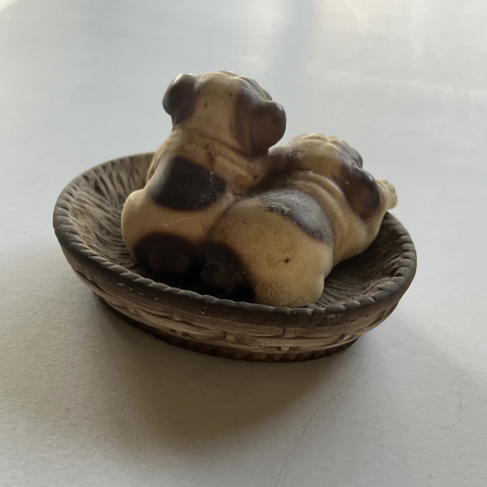 Vintage M Takai Japan Bulldogs In Nest Figurine1