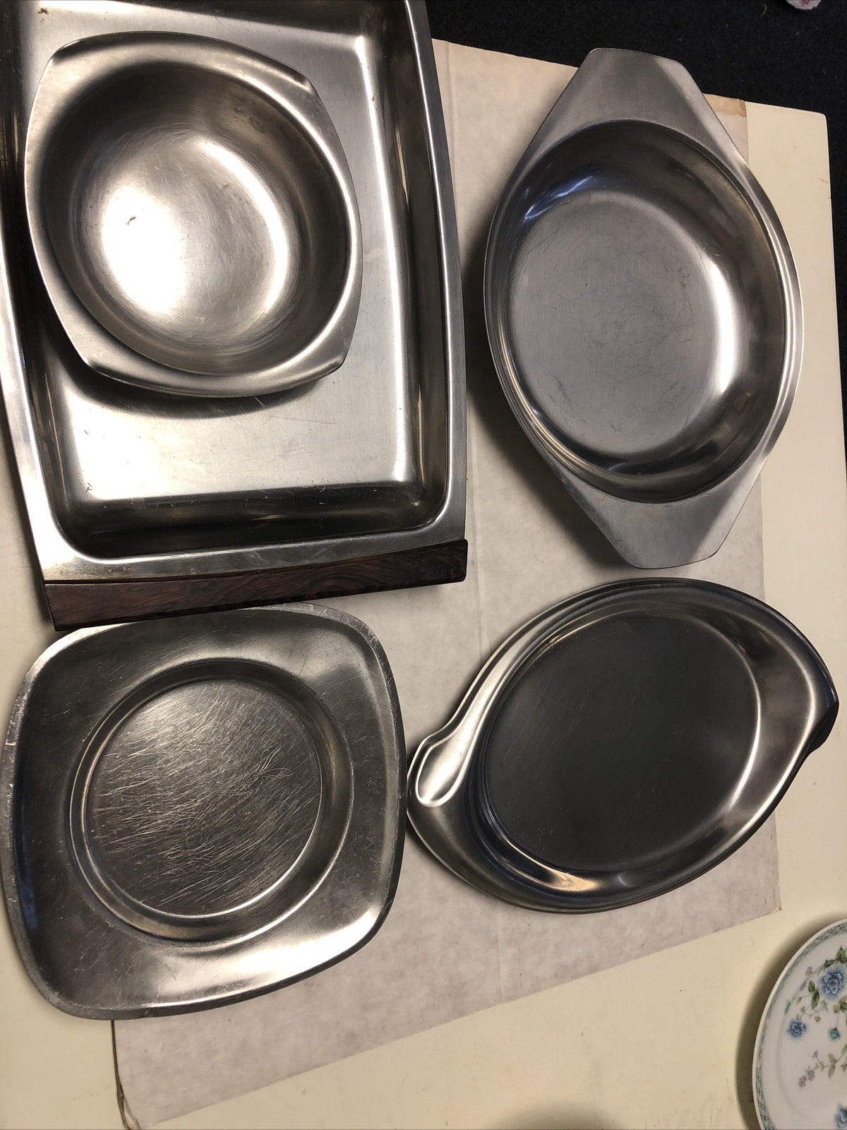 Lot Of 5 Stainless Steel Serving Trays Mixed Lot See Pictures For Measurements1