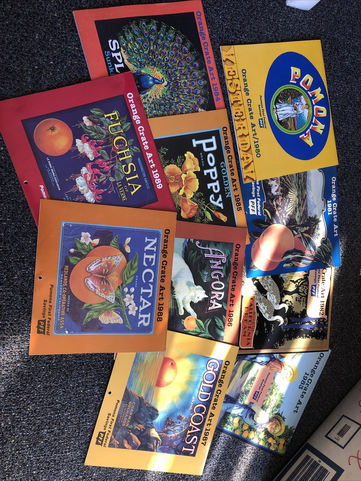 Lot Of 10 Pomona First Federal Savi Orange Crate Art Calendars 1980-19890
