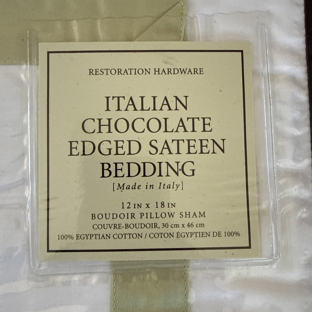 Restoration Hardware Italian Chocolate Edged Sateen - BOUDOIR Pillow Shams 12x182