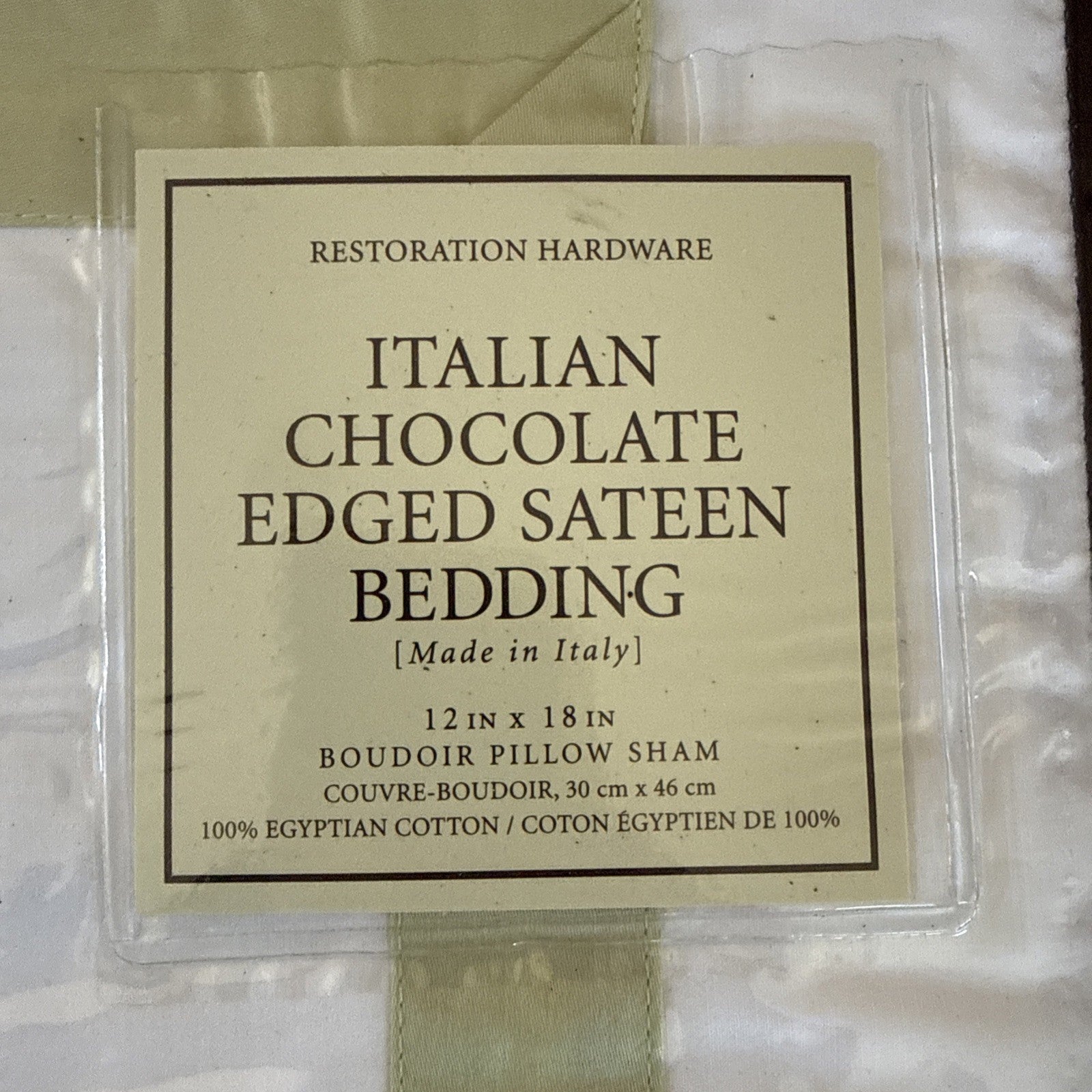 Restoration Hardware Italian Chocolate Edged Sateen - BOUDOIR Pillow Shams 12x182