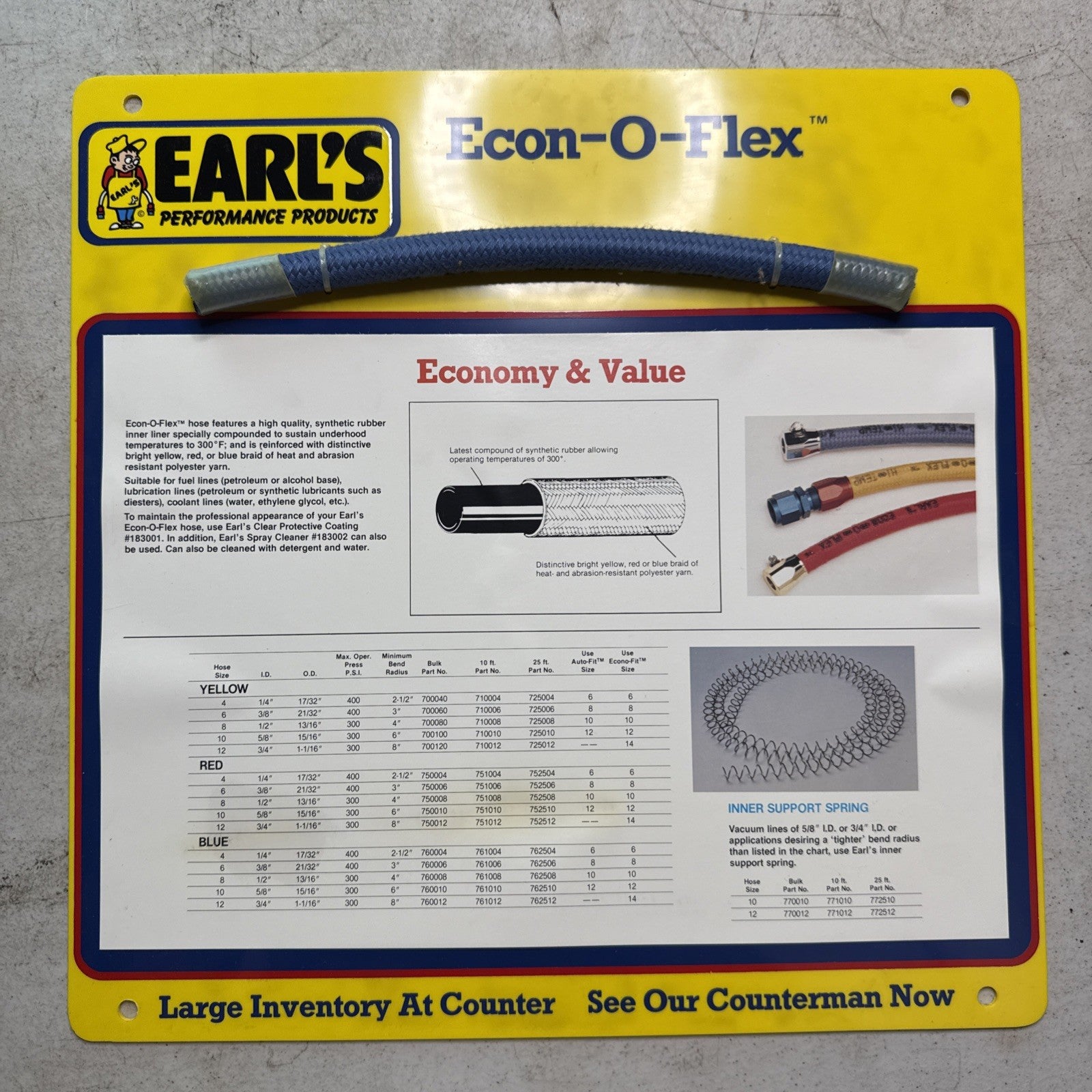 Vintage Earl’s Racing Display 15x15 – 1980s Econ-O-Flex Hose Promo Sign0