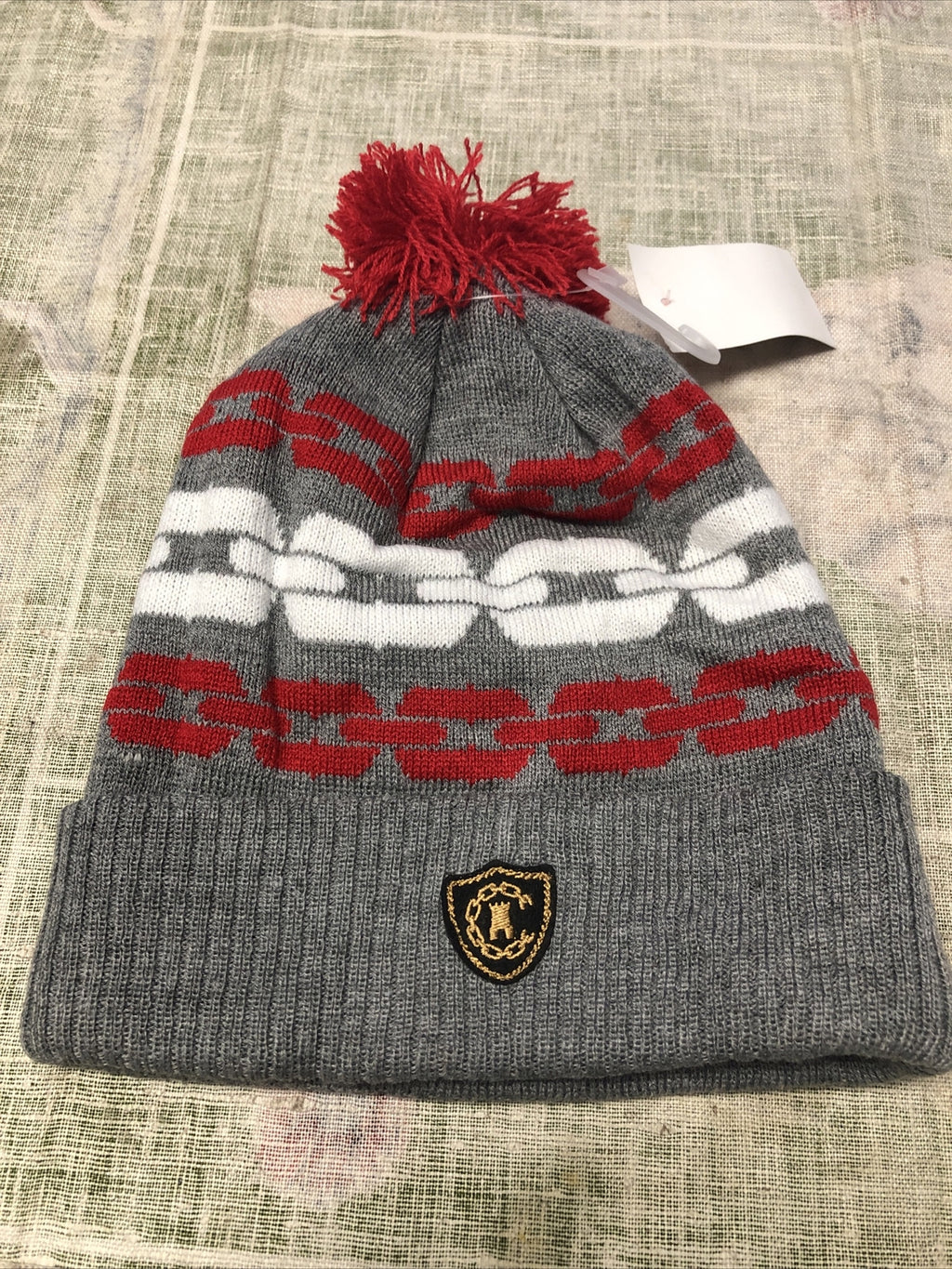 LRG Lifted Research Group Grey/Red Beanie NOS One Size Fits Most0