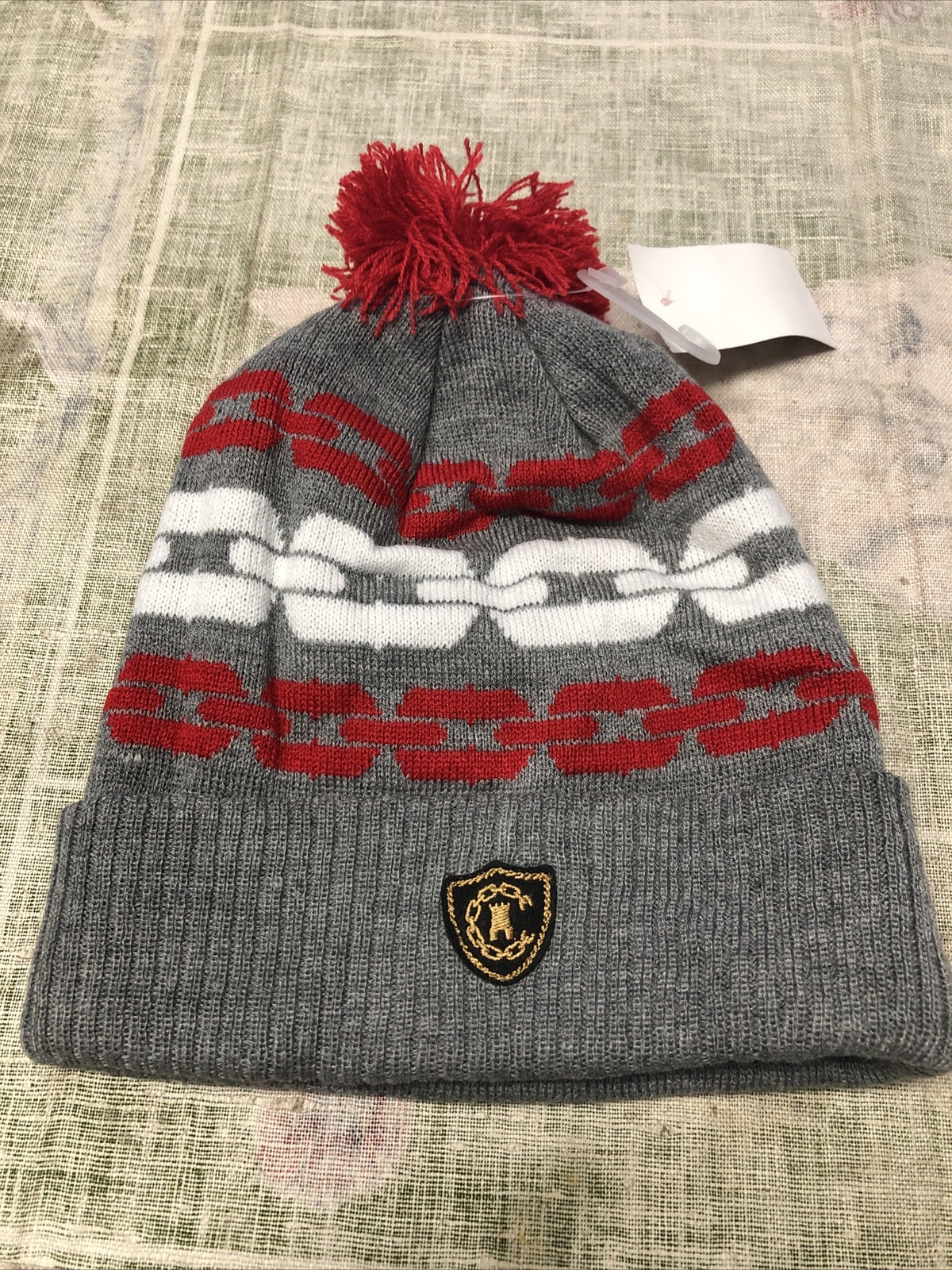 LRG Lifted Research Group Grey/Red Beanie NOS One Size Fits Most0