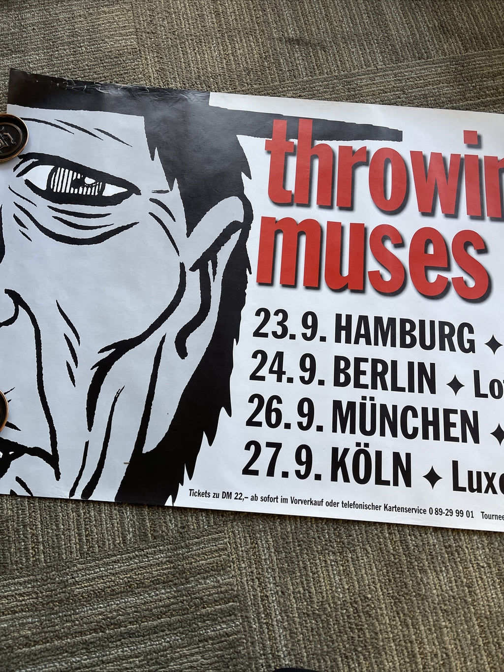 #36 concert poster Throwing Muses Original 1990s UK 23” X 33”3