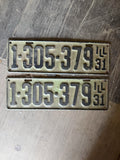 Vintage 1931 Illinois License Plate Pair - Original Matched Set - Ford Model A0