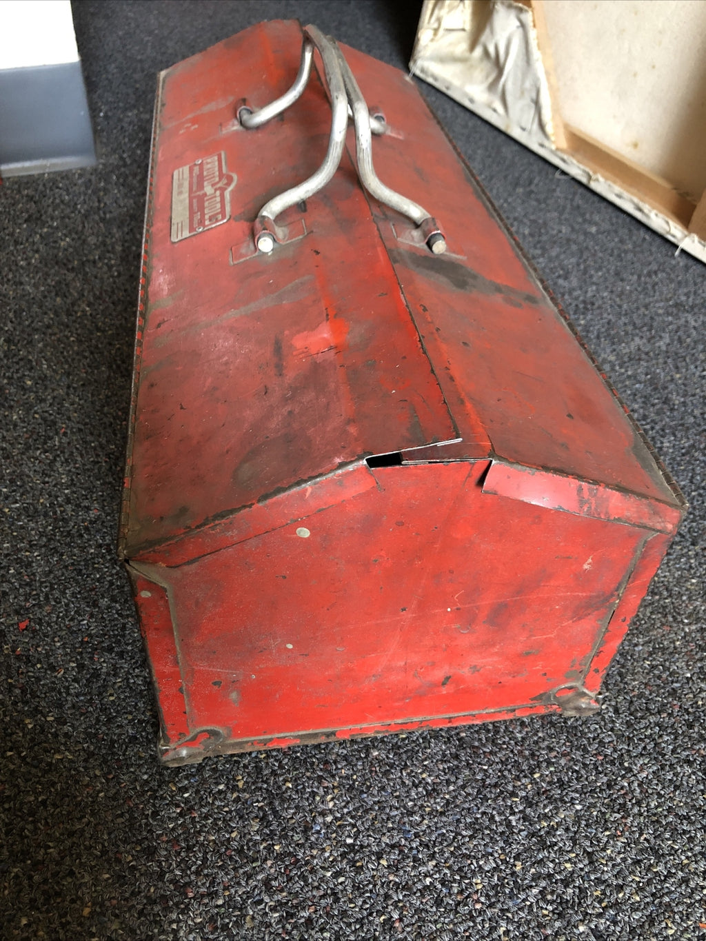 RARE Vintage Red PROTO Tools 100HR Portable Tool Box With Removable Tray 21x8.5”9