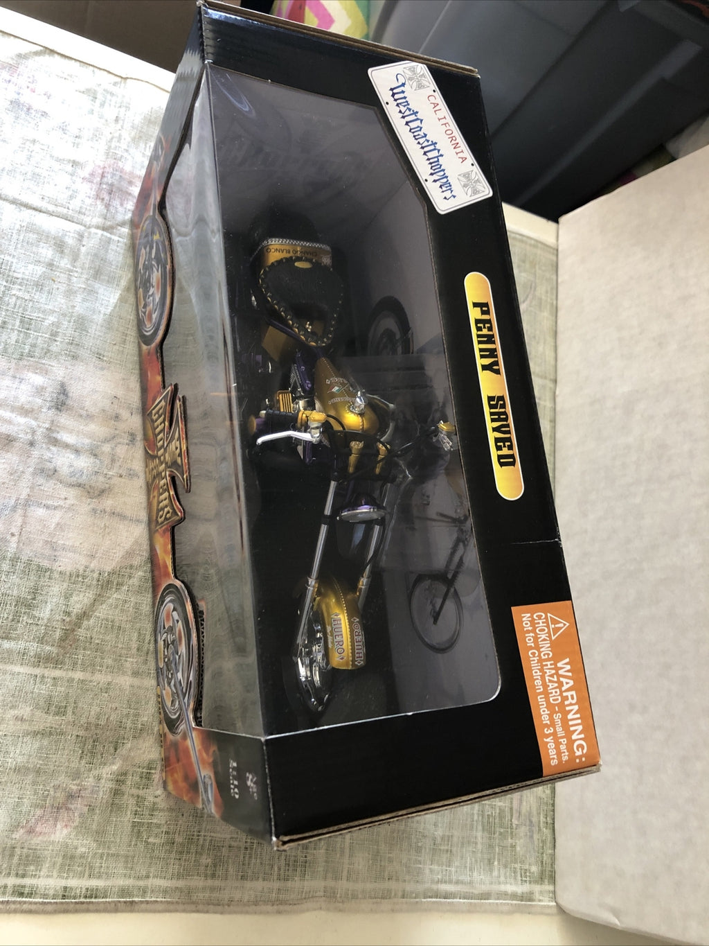 West Coast Choppers 1:10 Scale Jesse James, Penny Saved Yellow Rare New4