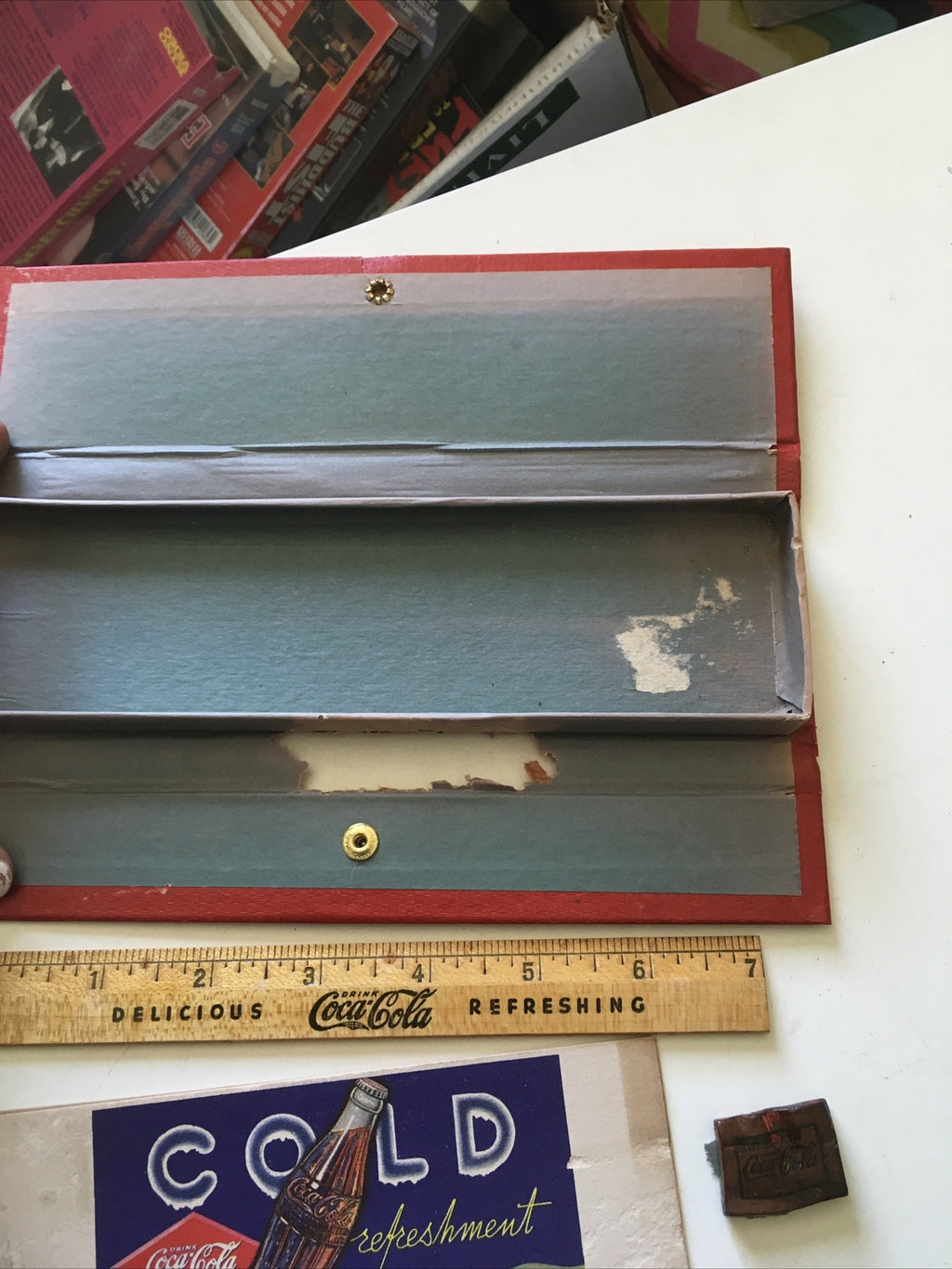 Rare 1937 COCA COLA COKE DELICIOUS REFRESHING PENCIL CASE With Pencils & Ruler2