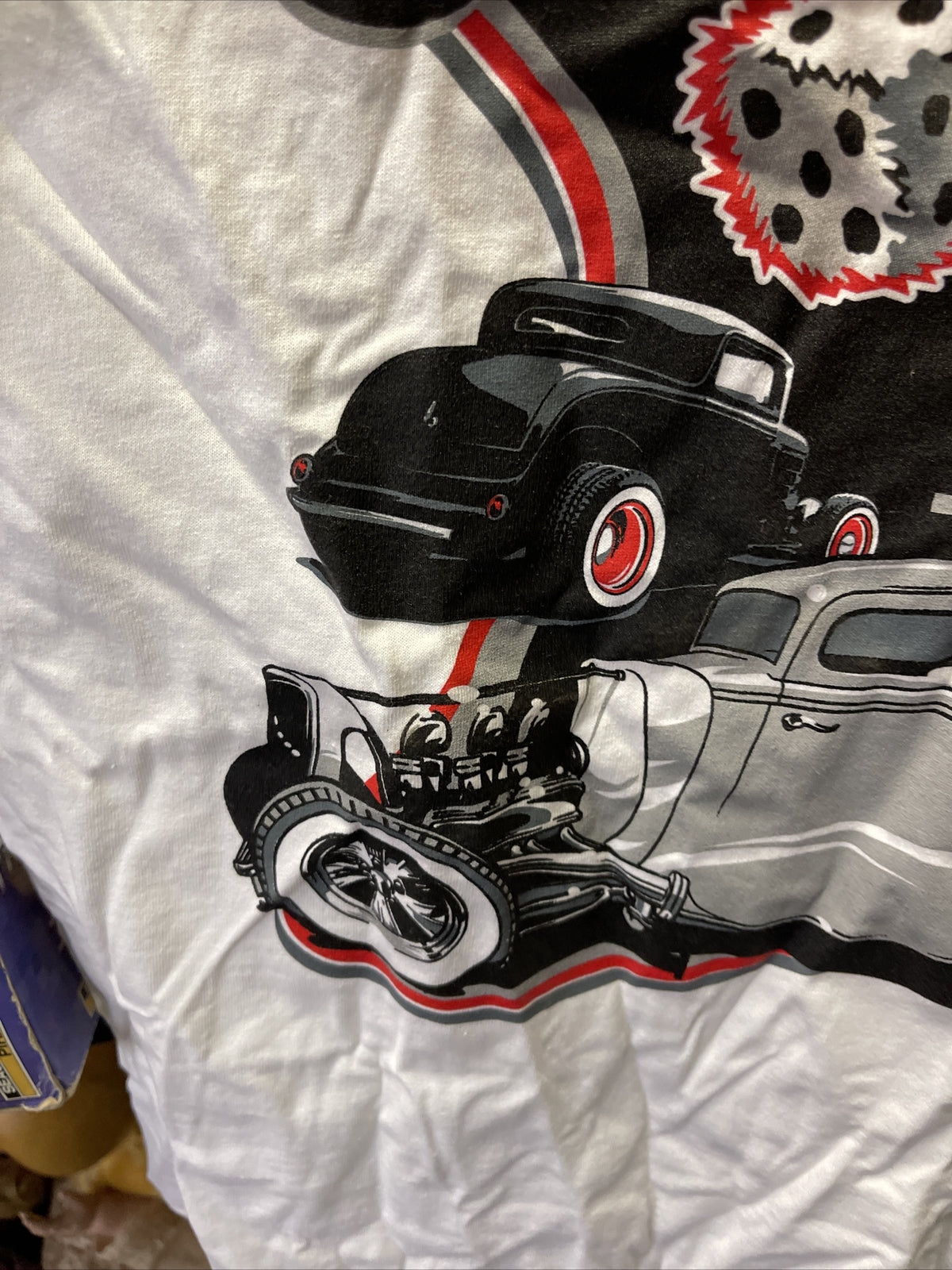VINTAGE 90's Ford Chevy Hot Rod  T-SHIRT Young’s Diner SIZE L NOS1