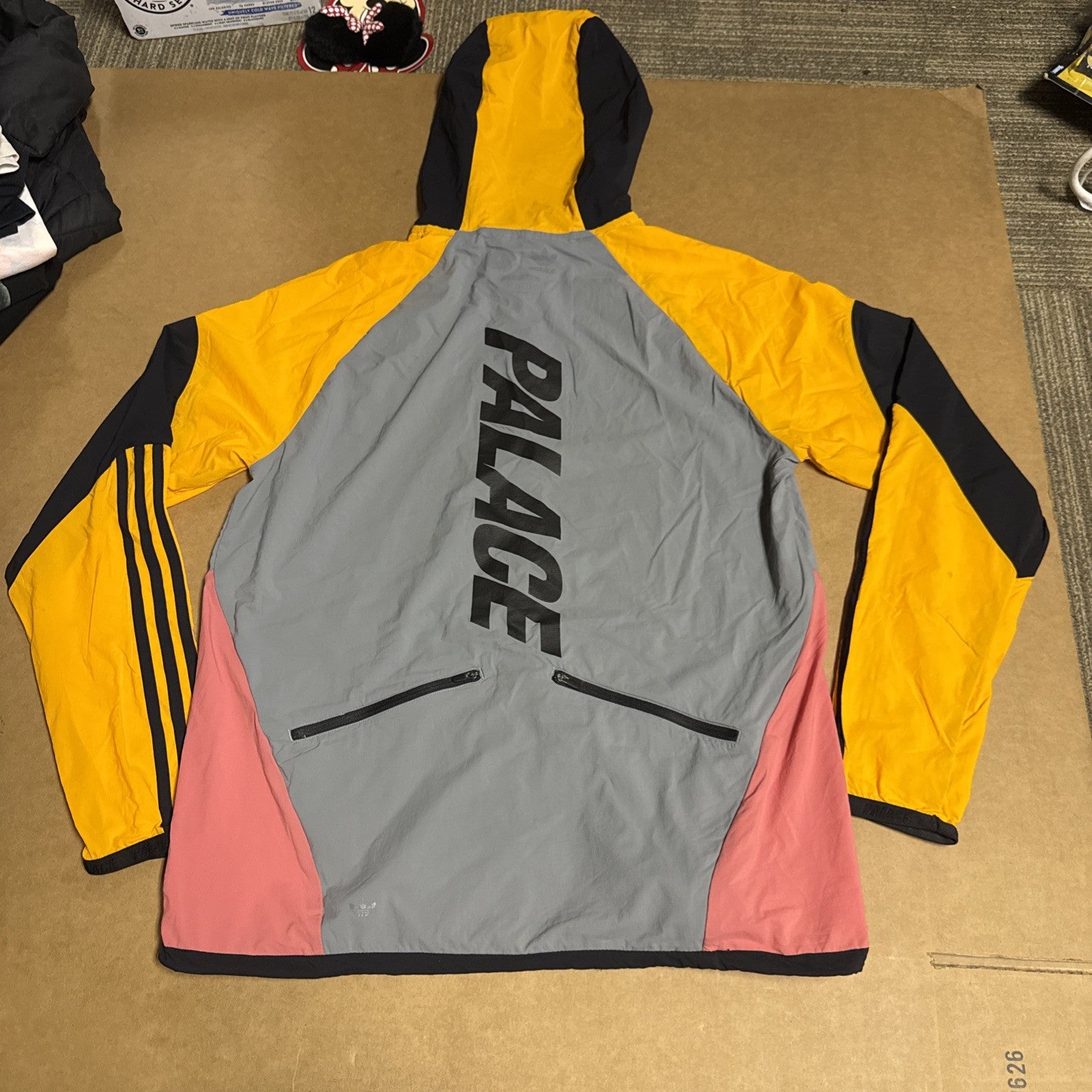 Palace X Adidas Orange Grey Shell Hooded Jacket Size Medium4