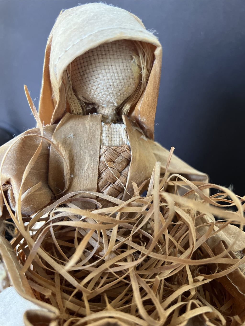 Vintage Handmade Straw Woven Leaf Doll 10”3