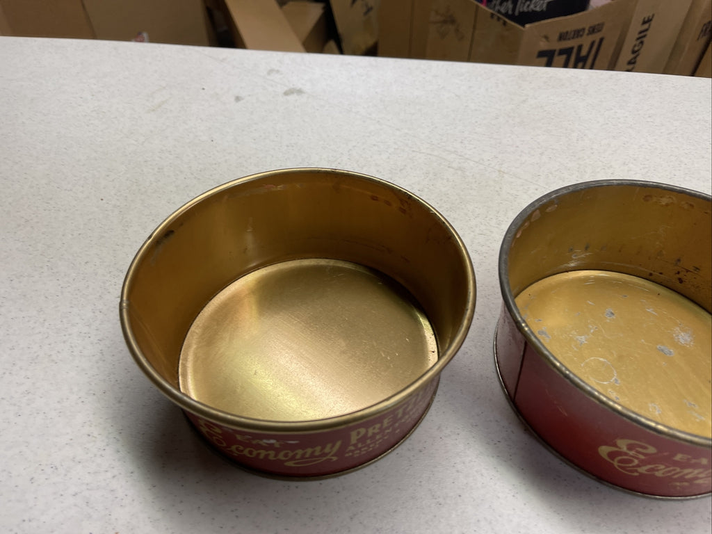 Vintage Advertising Tin Economy Pretzel Bowl Lot Of 3 1940s Allentown PA  7” Dia6