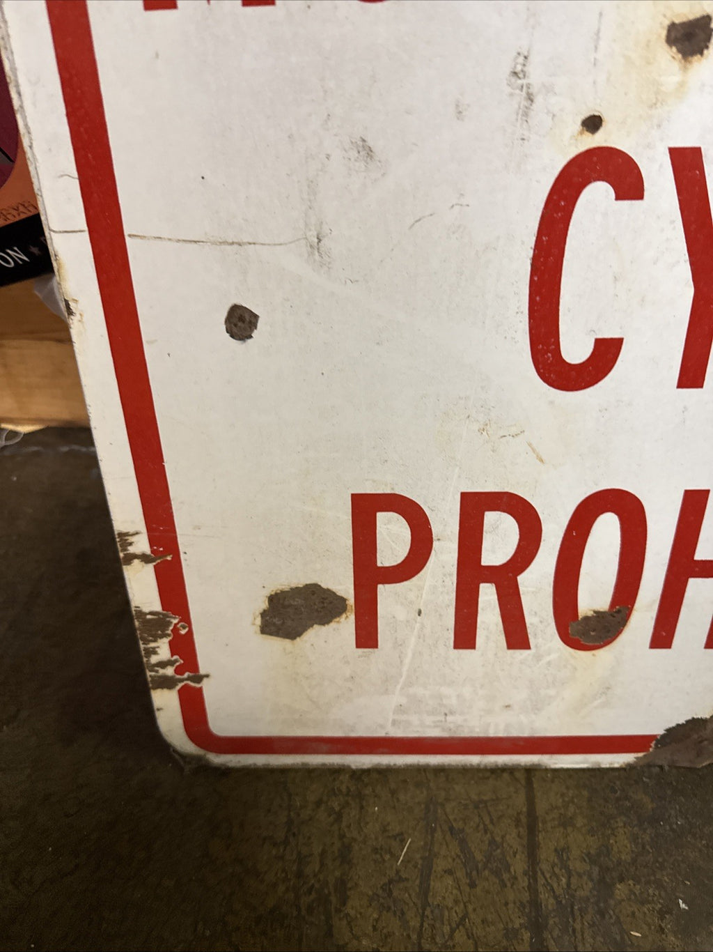 Original Calif Porcelain Freeway Sign  35” X 28” Bicycles Motor Driven Cycles5