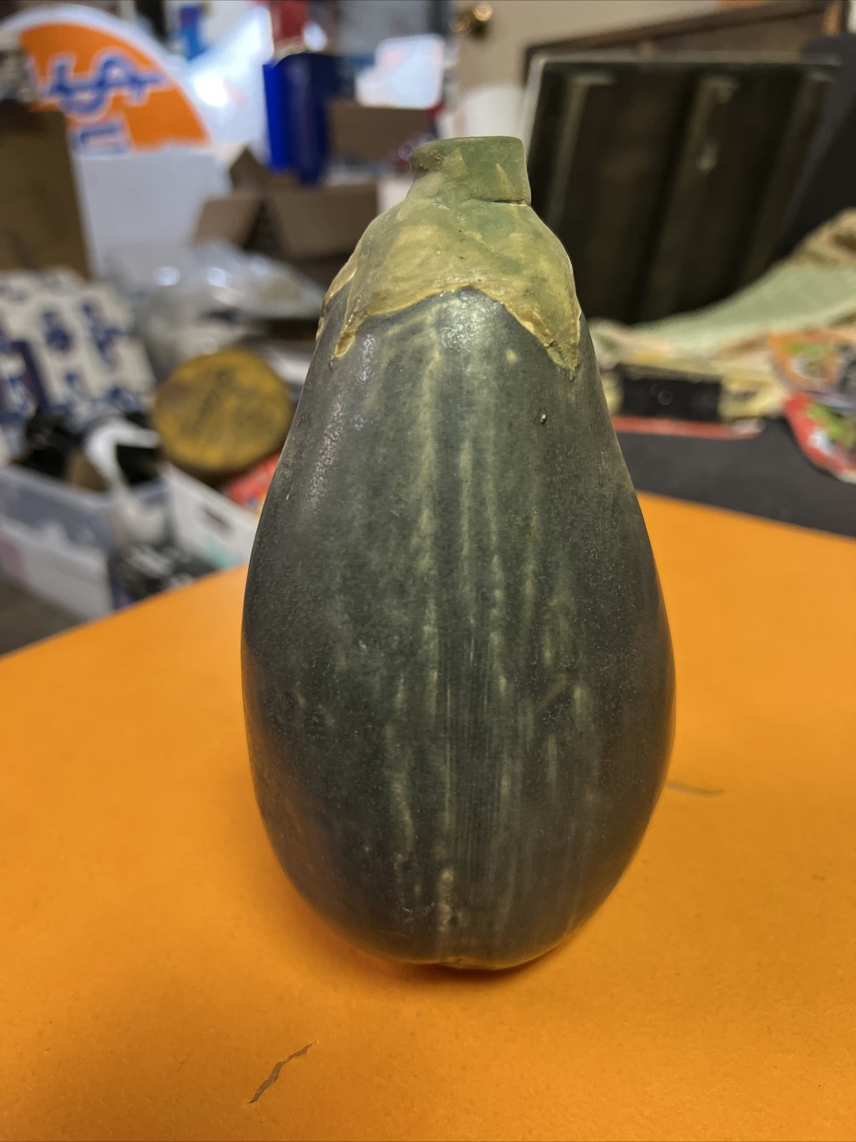 1980 Patricia Garrett  Pottery Eggplant Aubergine Vegetable Vase 6.5”3