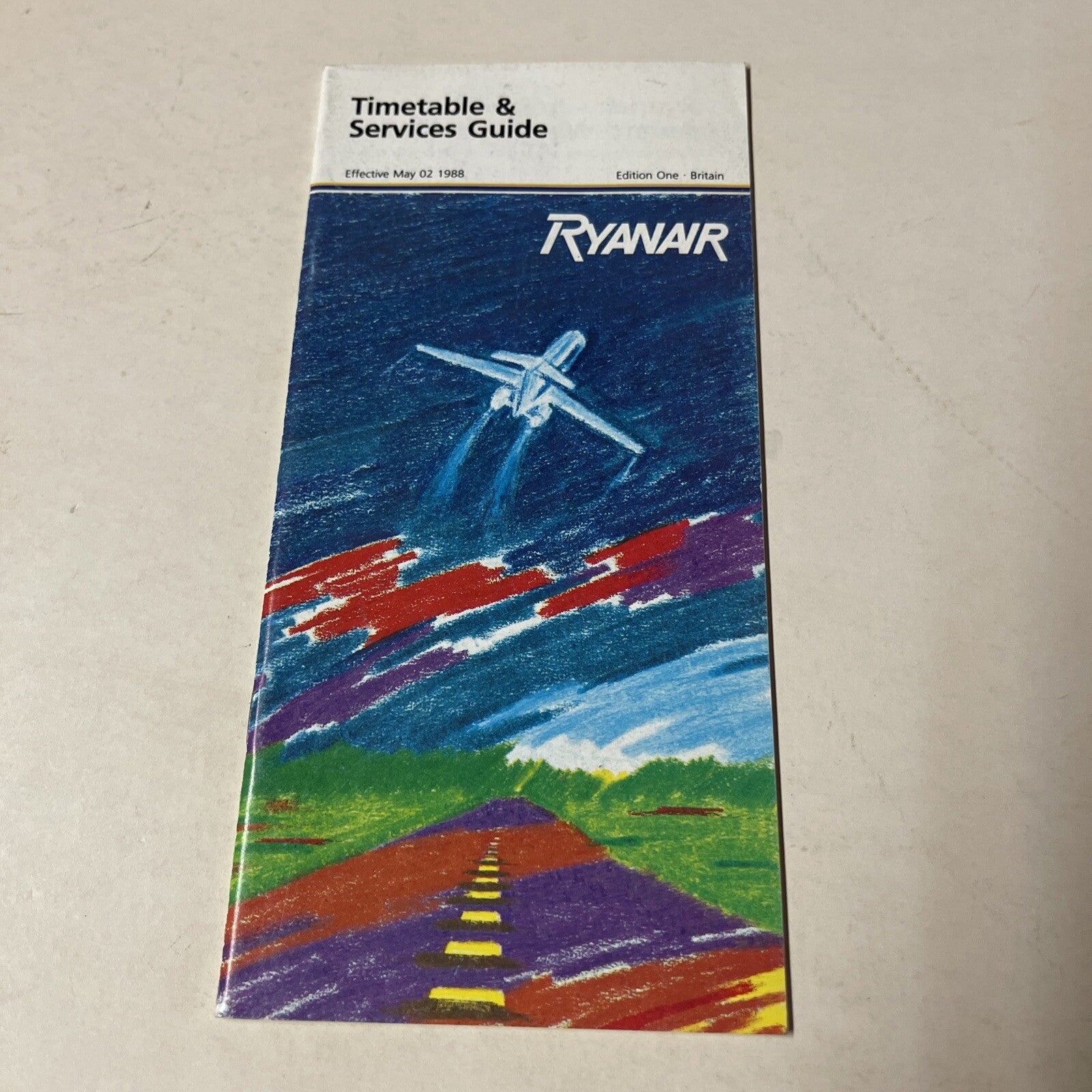 Ryanair AIRLINE May 1988 TIMETABLE SCHEDULE Brochure flight cover0