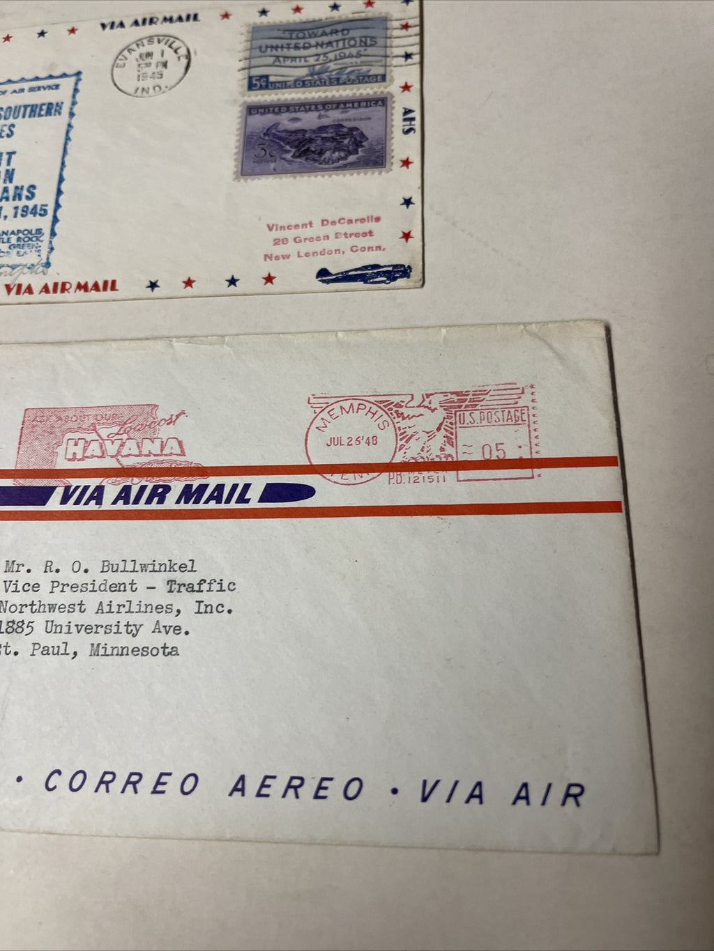 2 Chicago And Southern Airlines Havana FIRST FLIGHT AIR MAIL COVER 1940s3