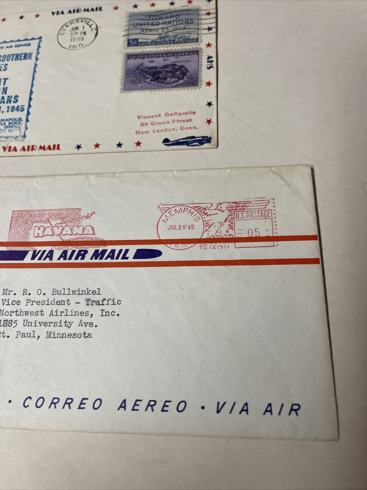 2 Chicago And Southern Airlines Havana FIRST FLIGHT AIR MAIL COVER 1940s3