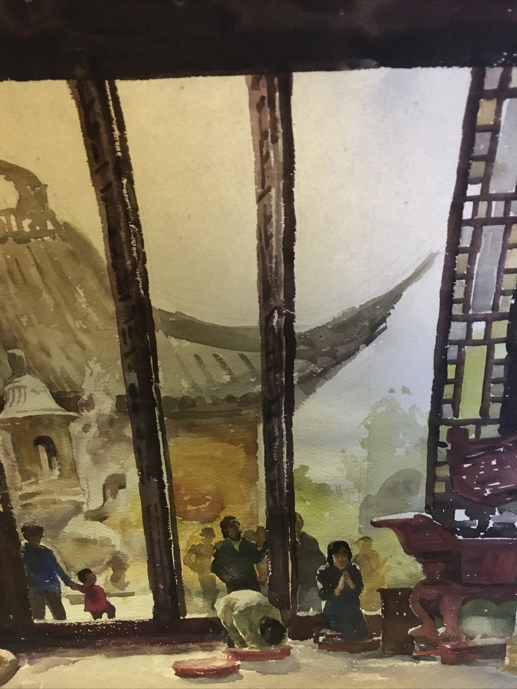 Antique Chinese Japanese Water Color Painting Signed Stamped And Dated 18930