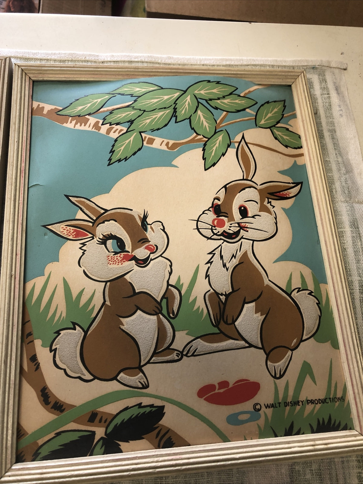 Lot Of 3 Vintage Walt Disney Framed Pictures Bambi Mickey Mouse Donald Duck3
