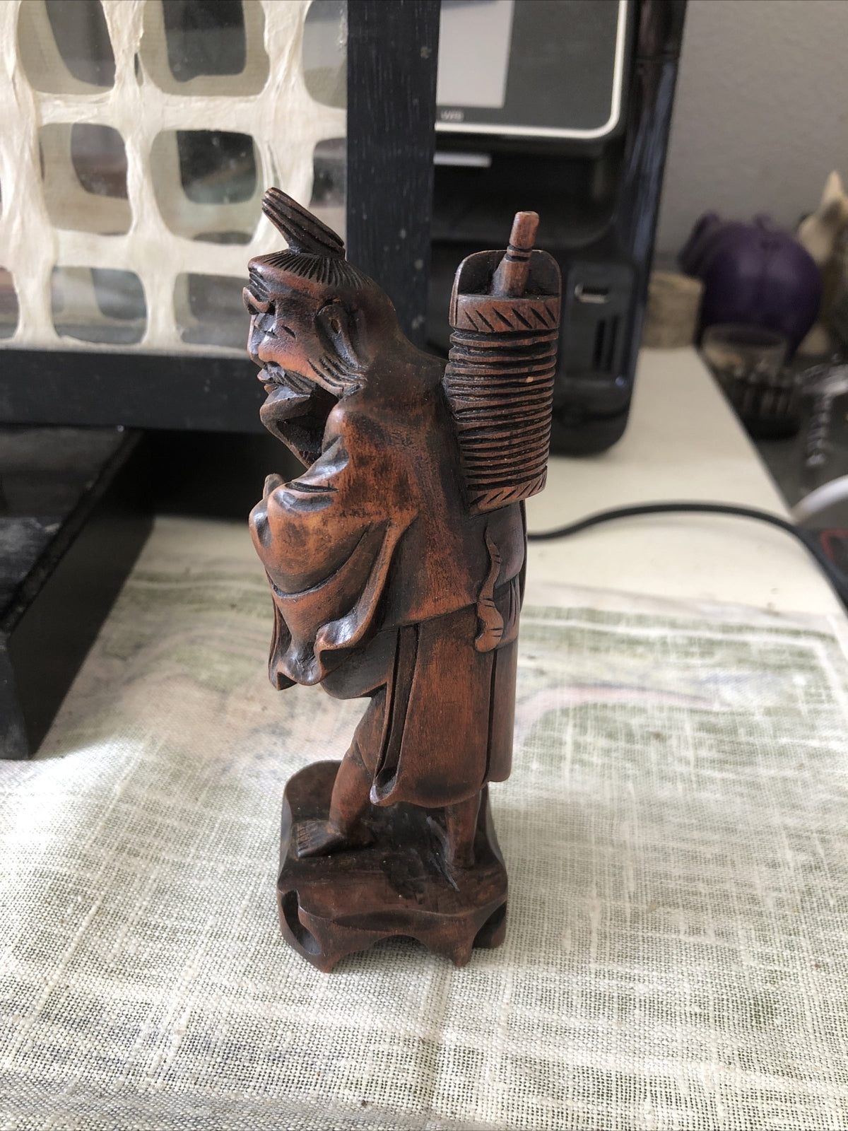 Vintage Hand Carved Wooden Japanese Figurine 9” Tall2