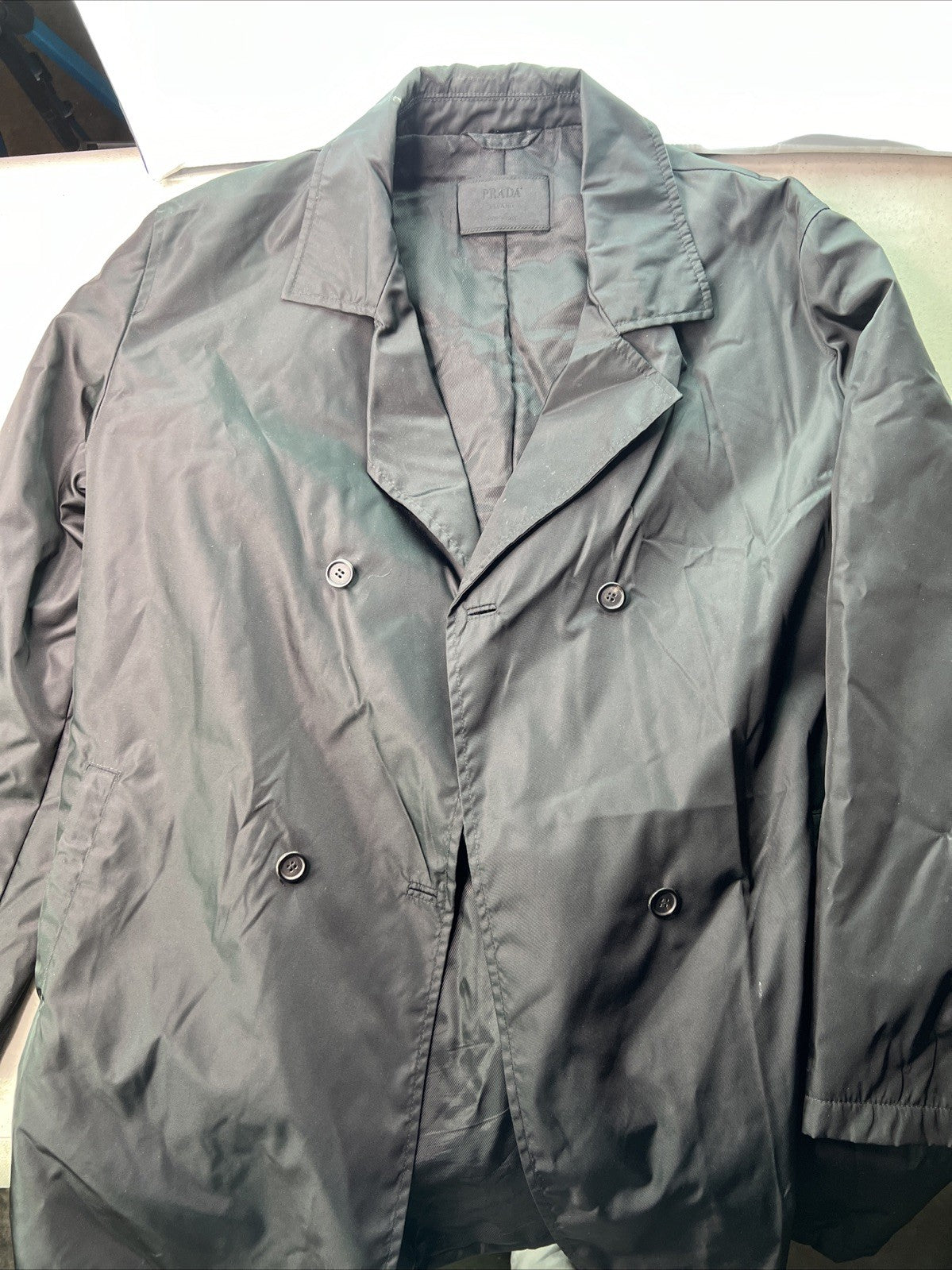 Vintage Prada Sport Nylon Trench Coat Jacket Black Size 48 UK0