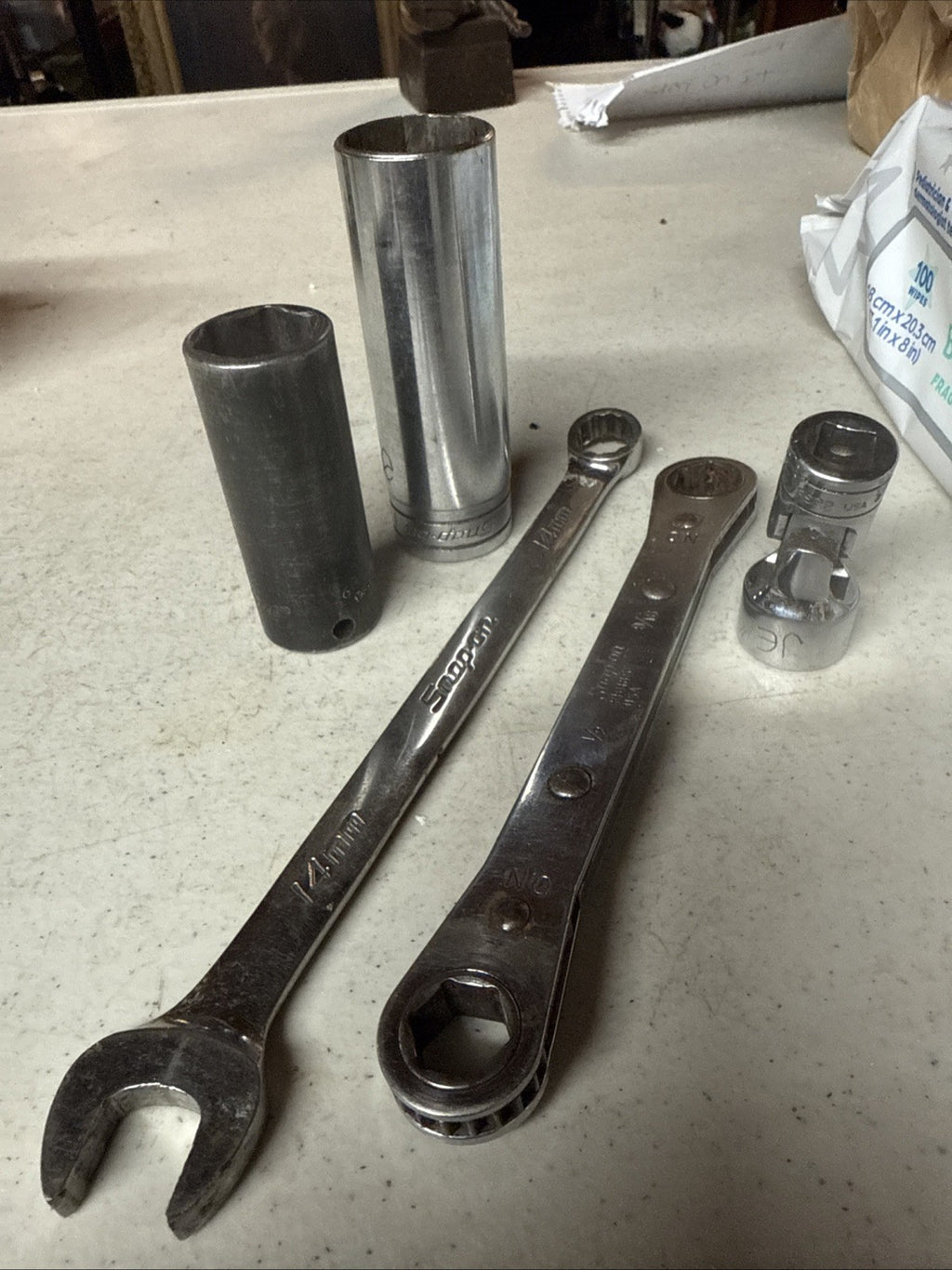 Snap On Tools Lot Of 5 Pieces Wrench Socket0