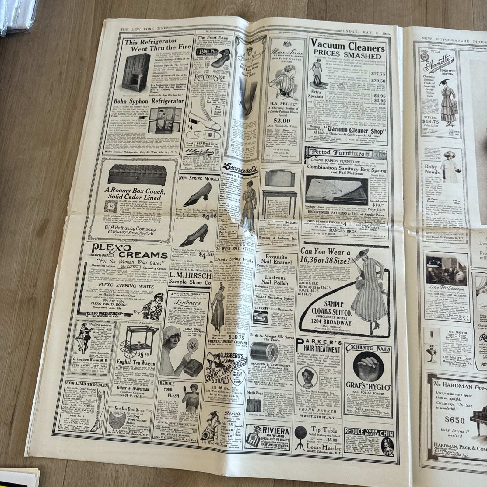 1915 antique NEW YORK TIMES rotogravure PARADE WWI SHIPS ADS FASHION3