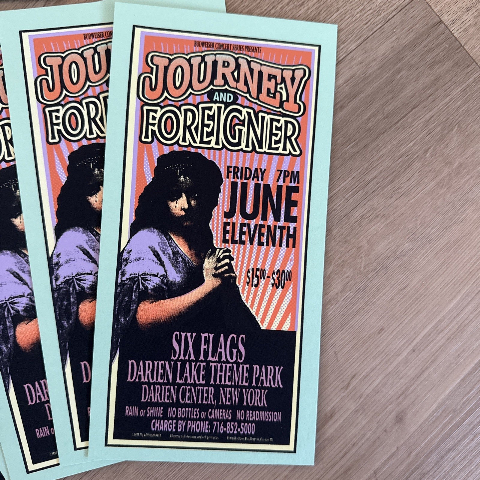 JOURNEY and FOREIGNER  concert handbill-six flags theme park-Darien NY USA Lot1