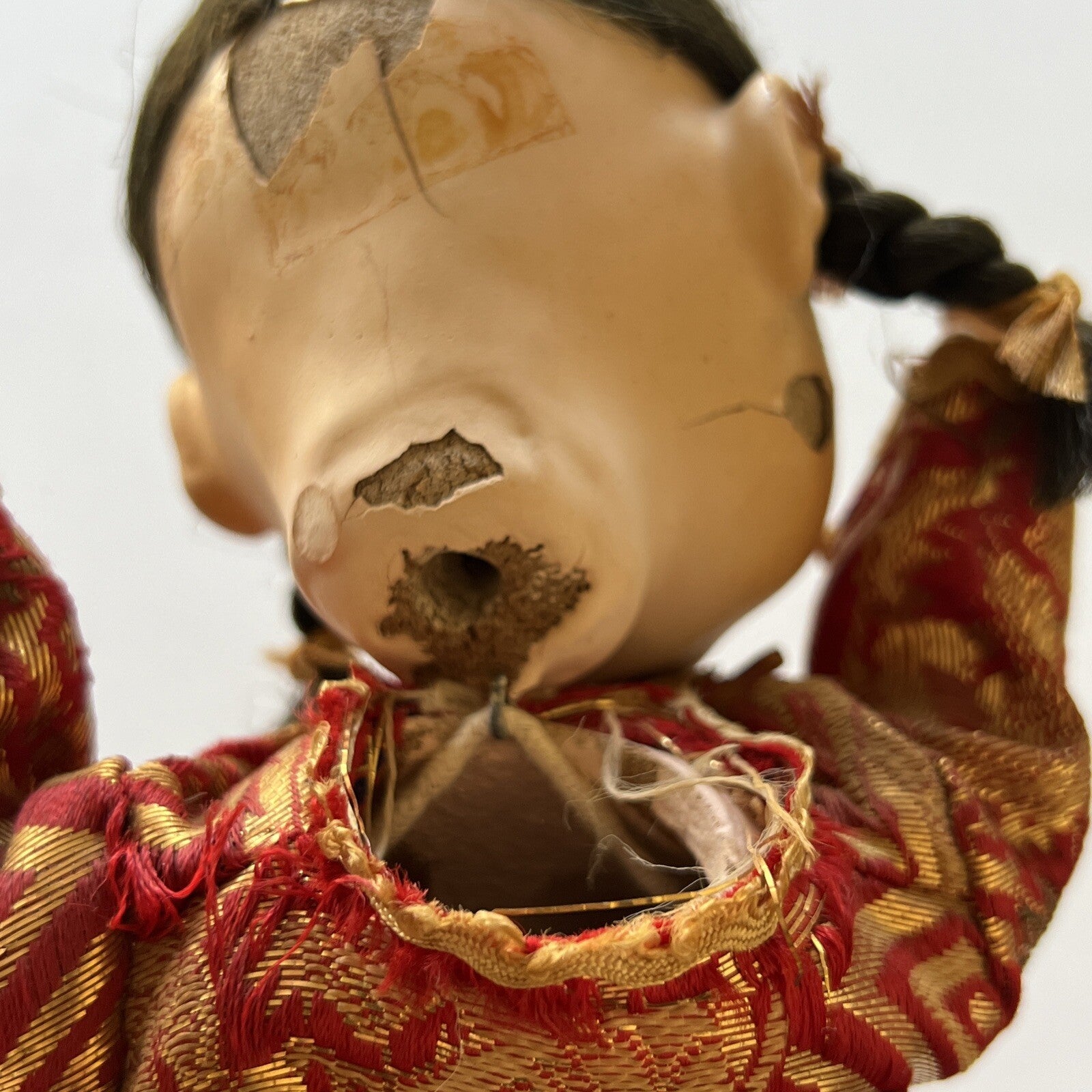 Vintage Japanese Ichimatcu Gofun Jointed Squeaker Voice Box Composition Doll 10”6