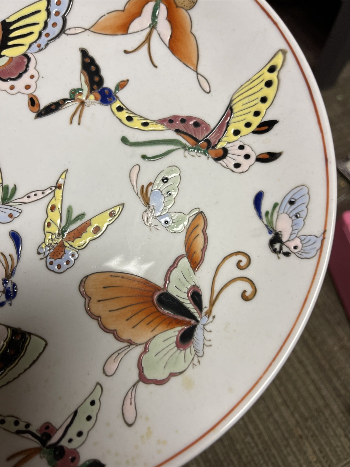 Signed Hayashi  Butterfly Japanese Porcelain  Charger Plate 10”3