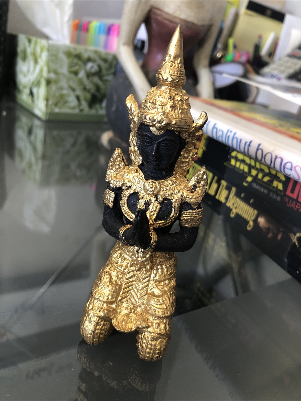 Buddhist Statue Figure Antique Namaste Thailand Thai God Figure About 5” Tall1