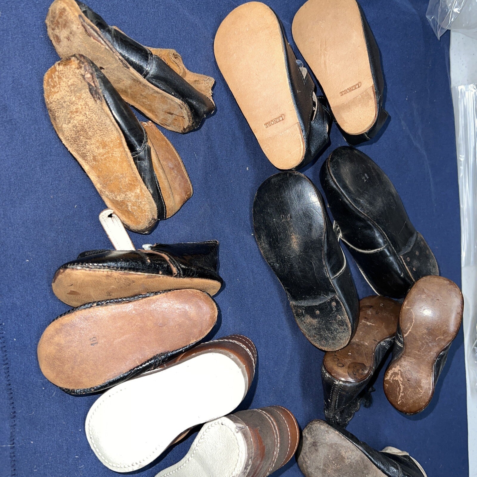 Lot of 8 Antique Doll Shoes Large Sizes Various Conditions Various Sizes 8