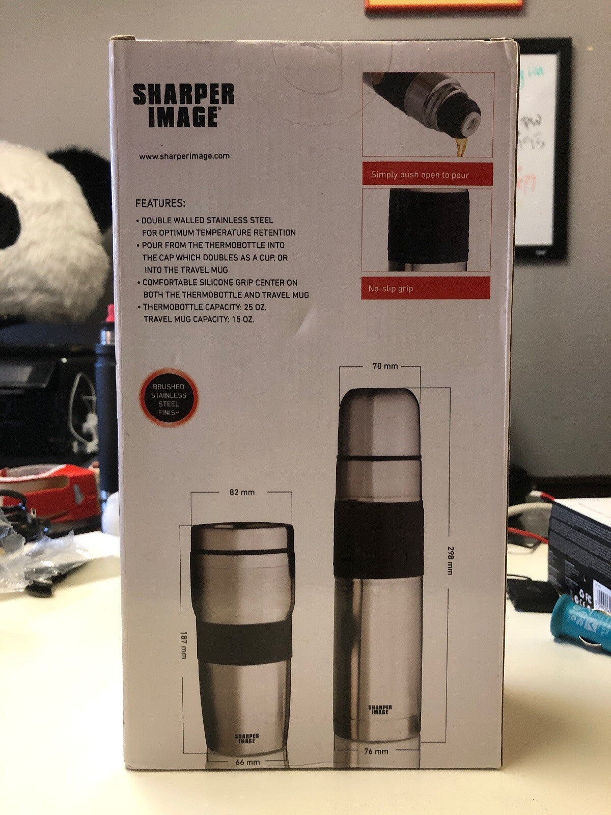 SharperImage Thermos Bottle and Travel Mug Set Stainless Steel Double Walled4