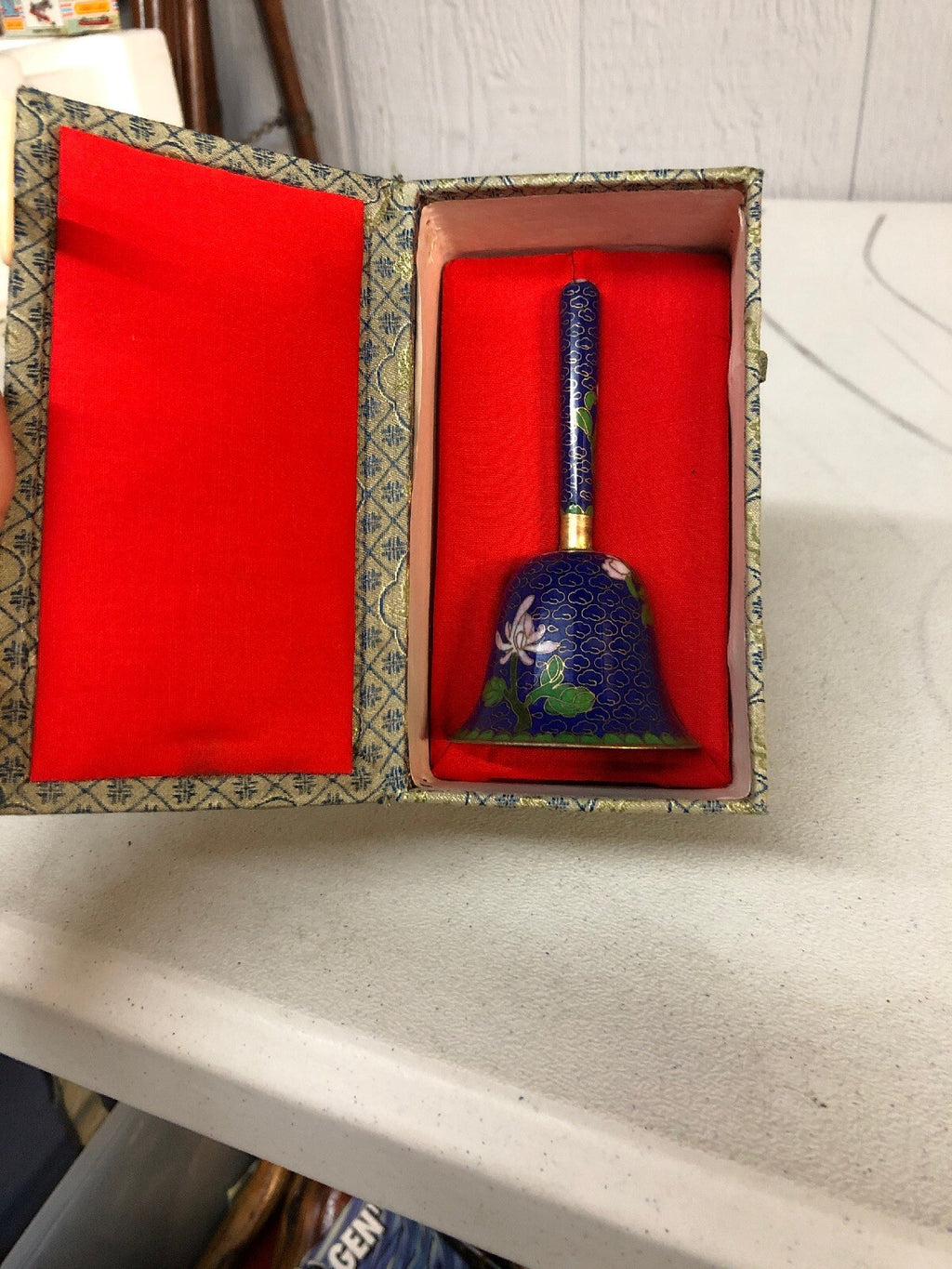 Vintage Chinese Cloisonné Bell ~ 4.5 inches tall~ Beautiful Sound0