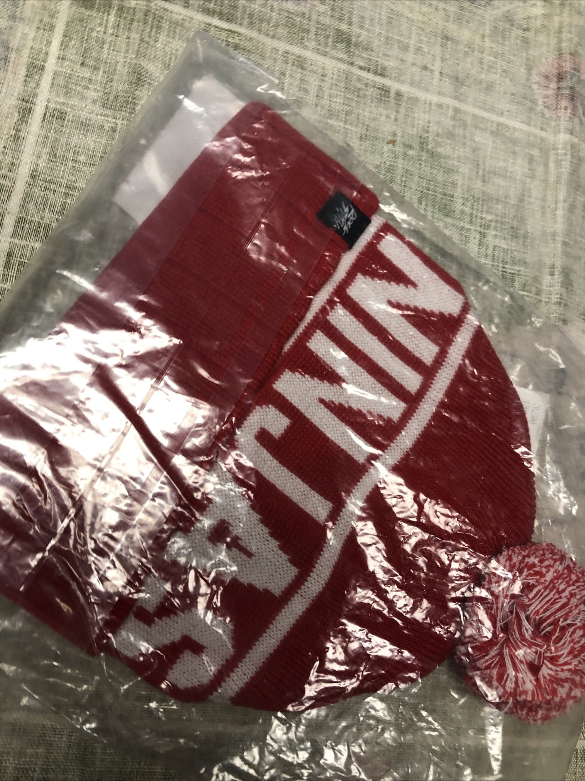 NINJAS Red Pom Pom Beanie One Size Fits Most NOS3