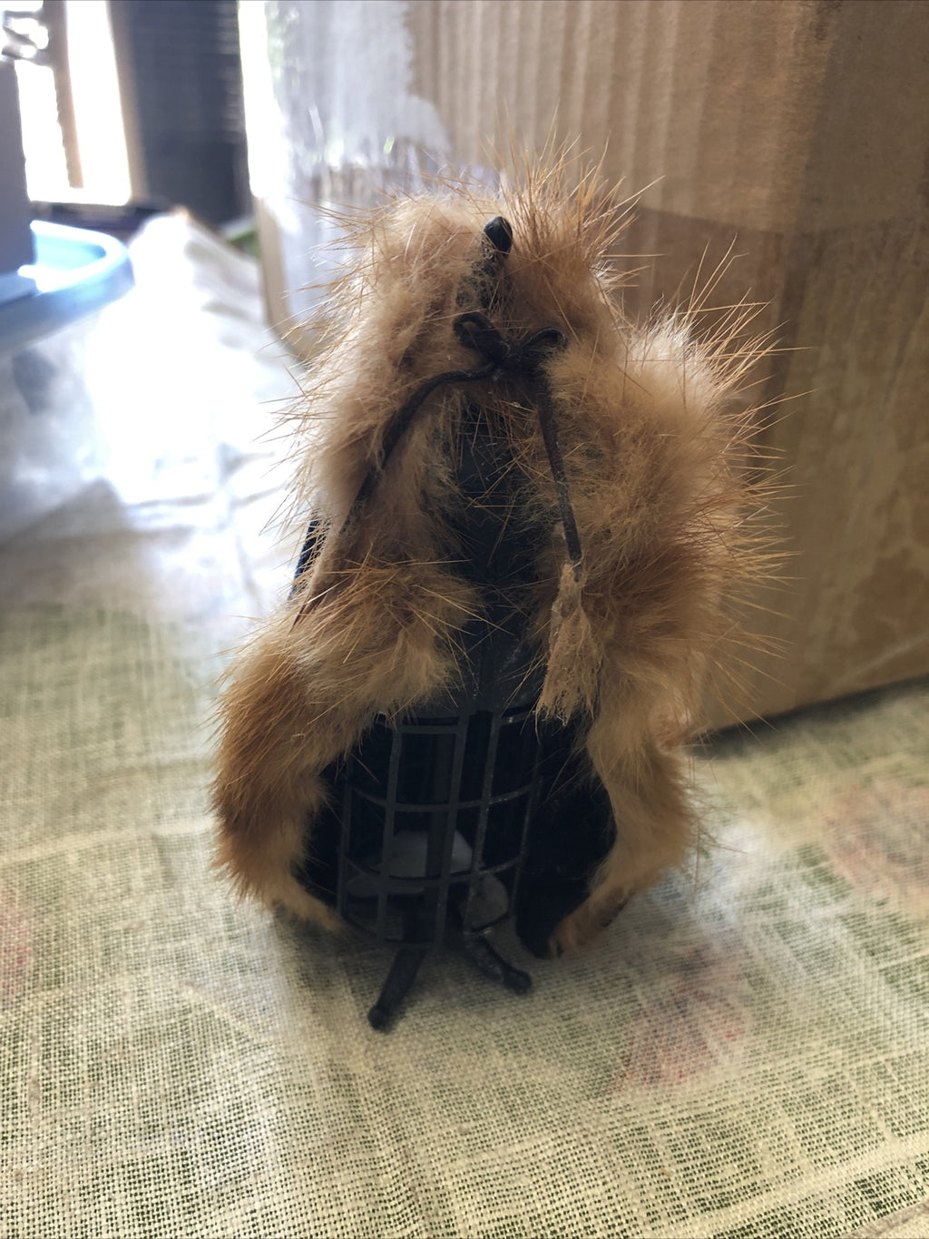 Vintage Mini Dollhouse Fur Coat On Stand 5” Tall2