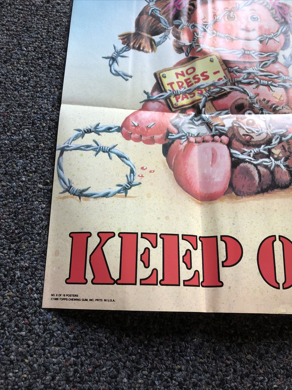 1986 Topps GARBAGE PAIL KIDS “Headquarters Keep Out” POSTER 17”x12” No. 6 Of 181