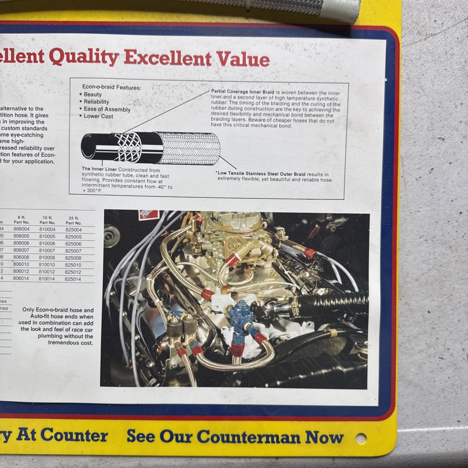 Vintage Earl’s Racing Display 15x15 – 1980s  Econ-O-Braid Hose Promo Sign5