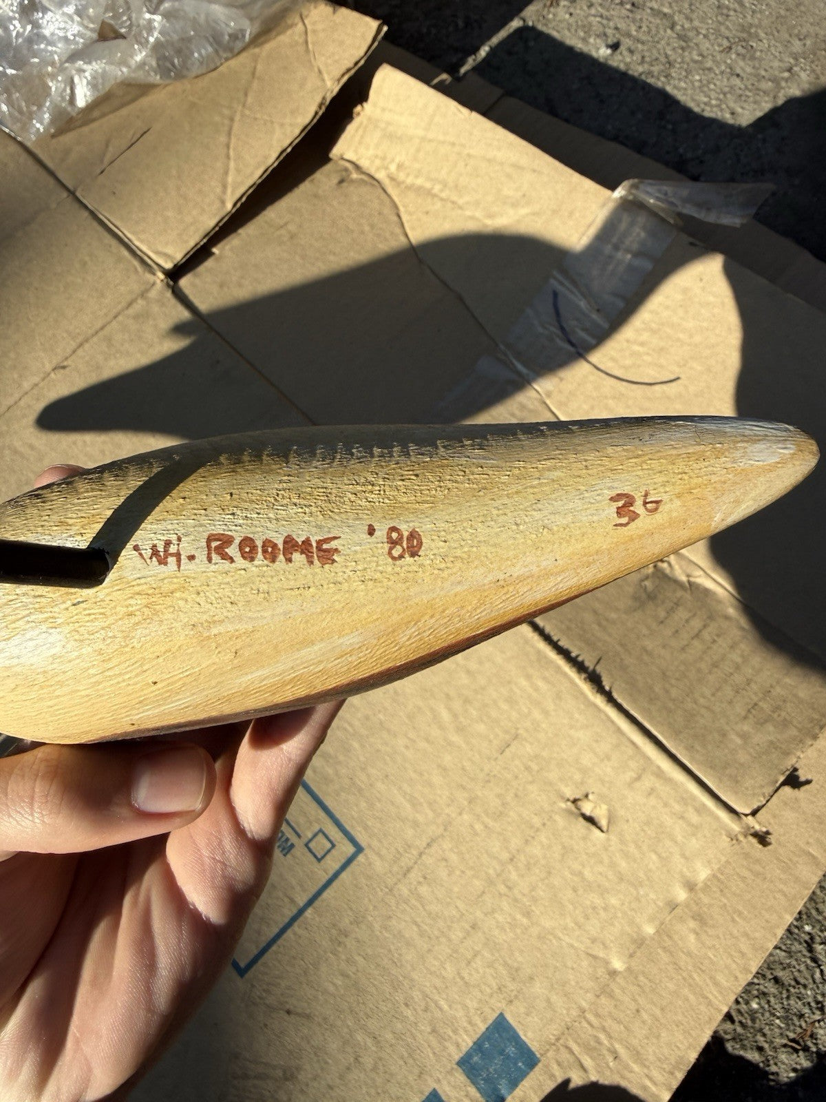 VTG W.H. ROOME '80 Hand Carved Wood Shorebird Decoy Folk Art Signed Bird #365