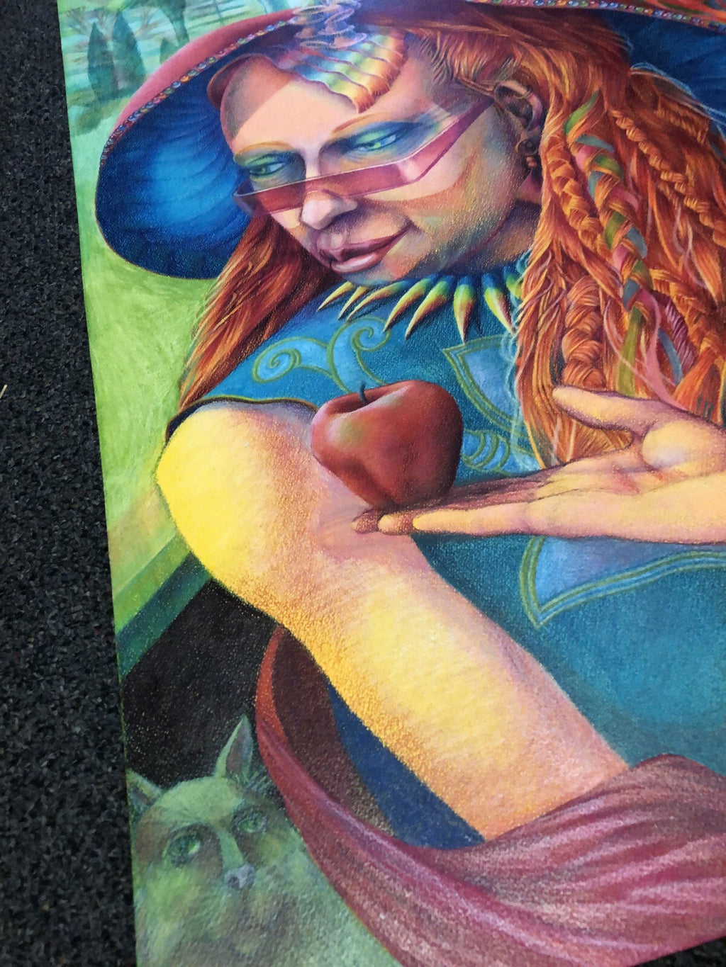 Vintage 1985 Original Art Vibrant Pastel By Tim Echols SIGNED Surrealism 28”x22”3