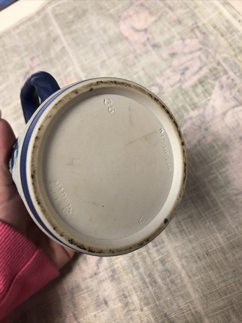 Vintage Wedgwood Jasperware Dark Blue Creamer Pitcher 4.5”x3”6