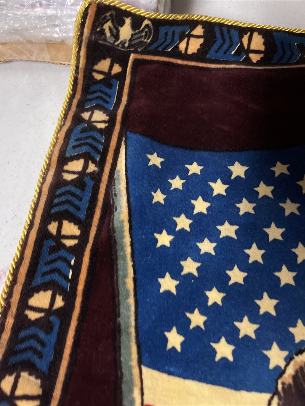 Amazing and Original 1964 John F Kennedy Presidential Banner Velvet 33” X 23”5