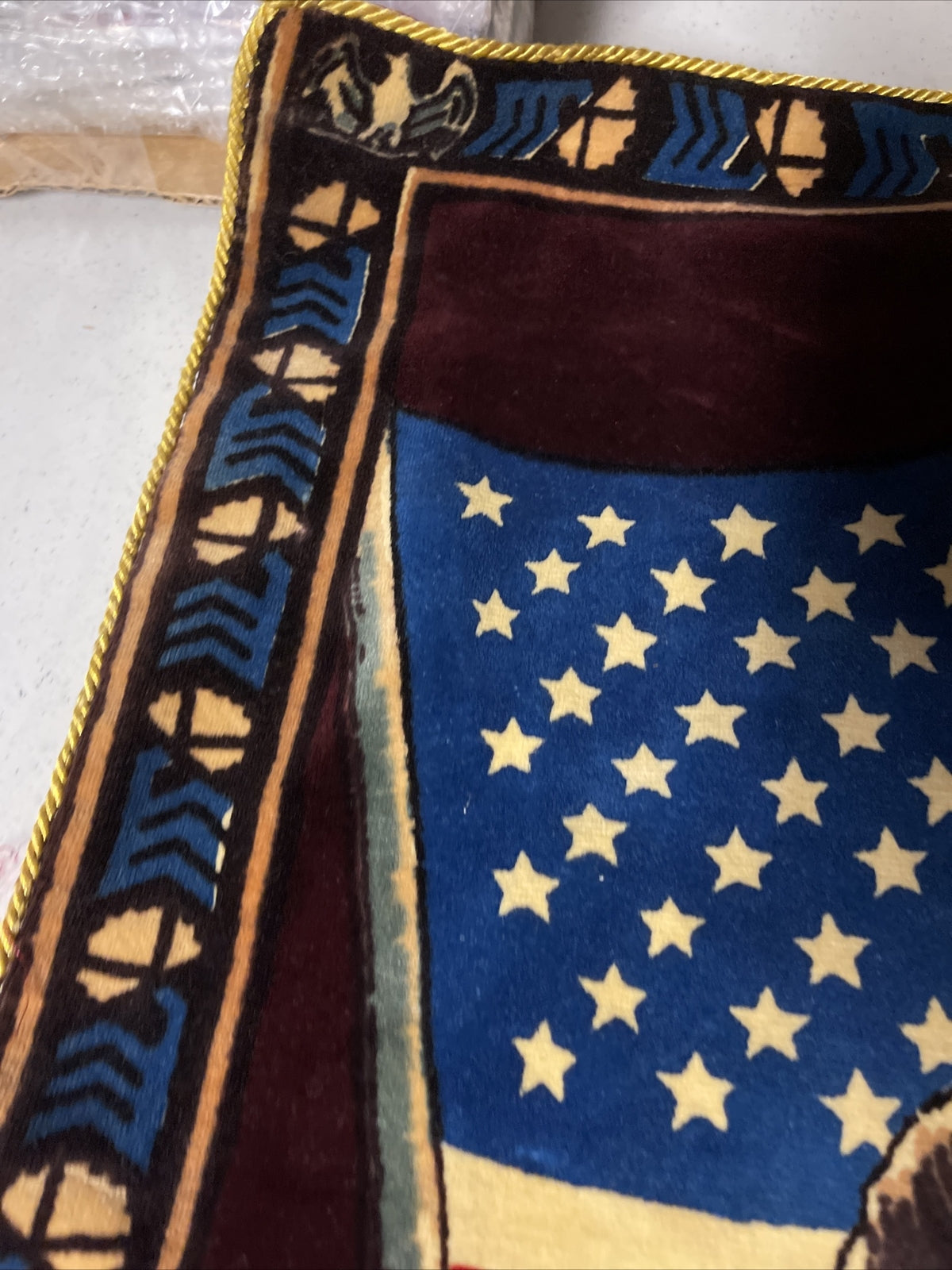 Amazing and Original 1964 John F Kennedy Presidential Banner Velvet 33” X 23”5