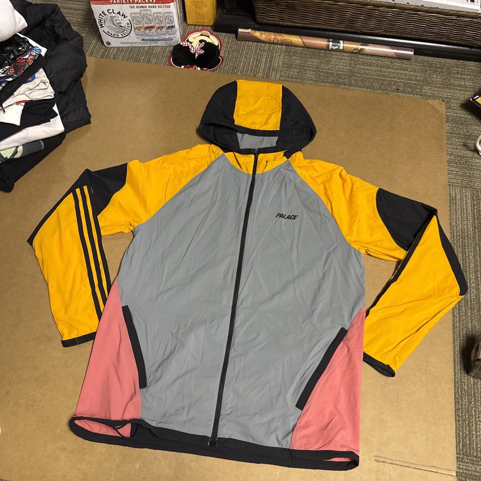 Palace X Adidas Orange Grey Shell Hooded Jacket Size Medium1