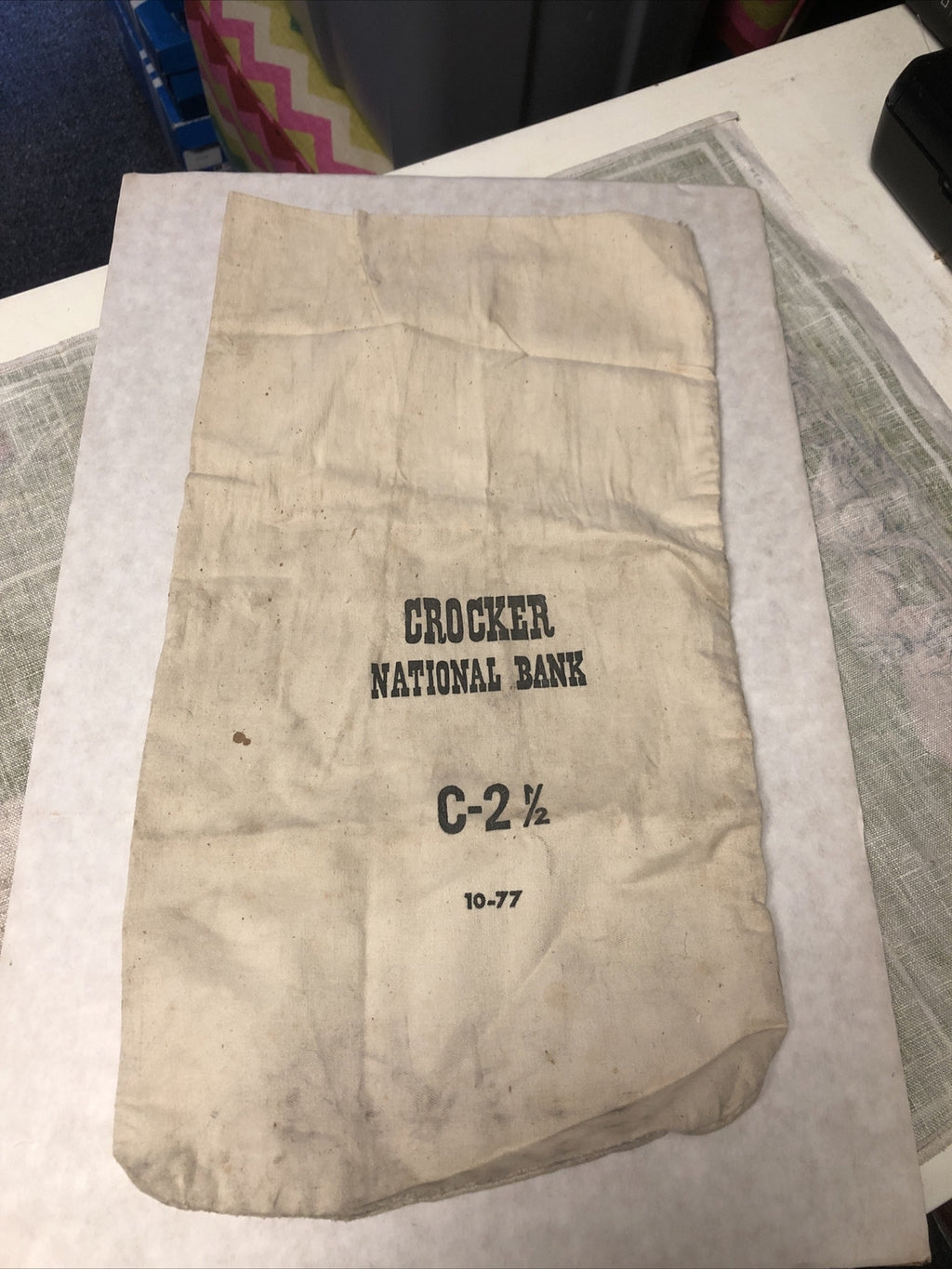 Vintage Crocker National Bank Coin Bag C-2 1/2 Money Bag0