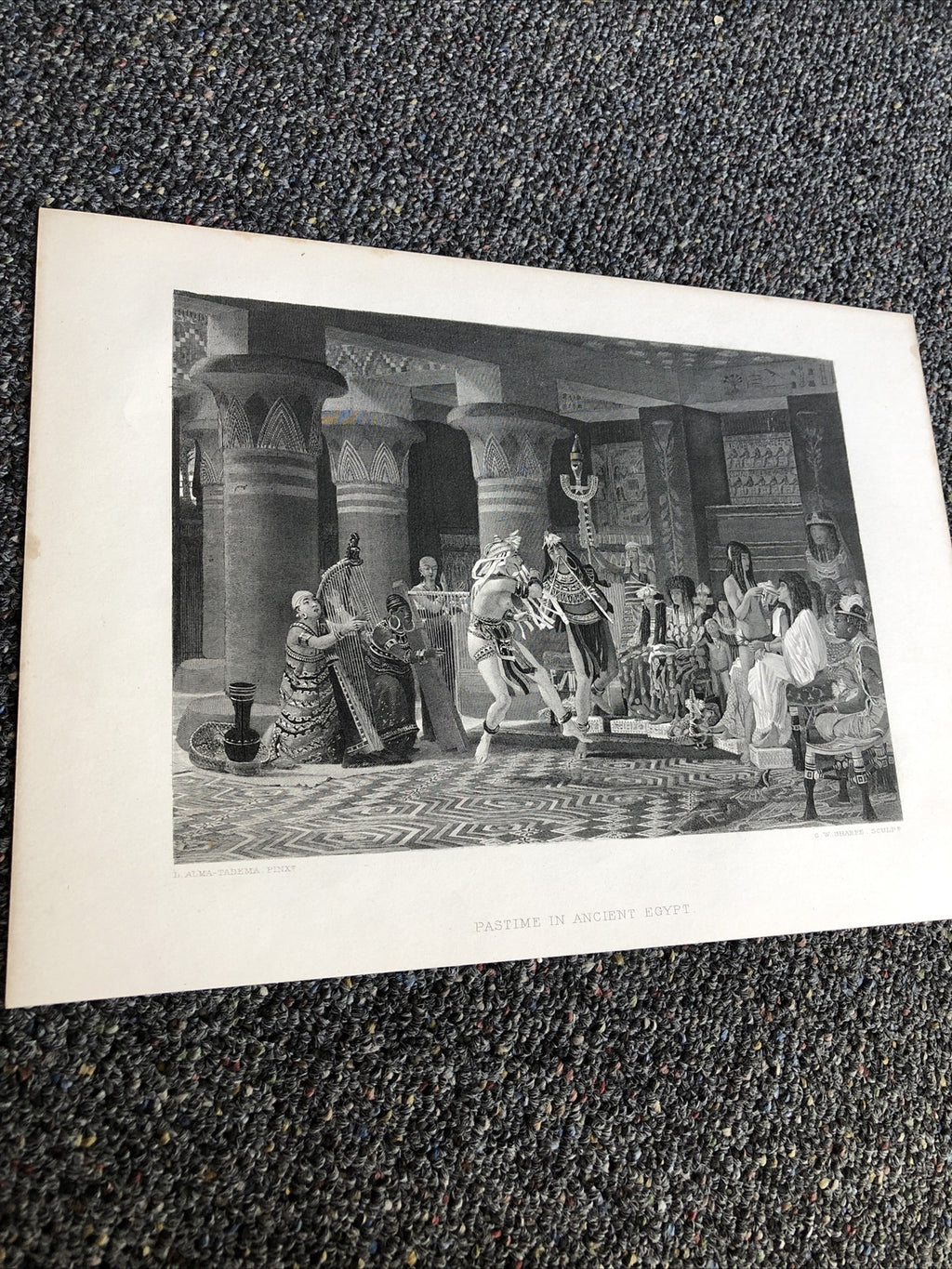 Pastime In Ancient Egypt, by L. Alma Tadema, Vintage 1874 Antique Art Print.1