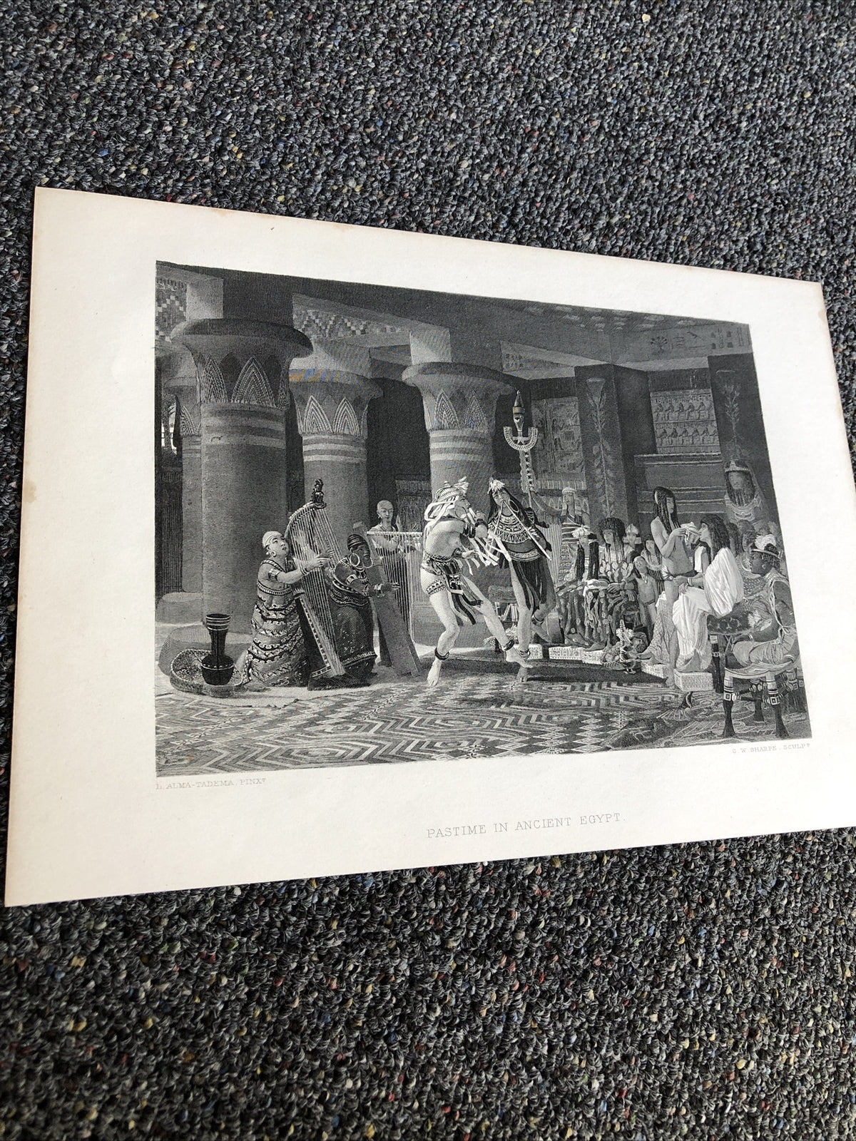 Pastime In Ancient Egypt, by L. Alma Tadema, Vintage 1874 Antique Art Print.1