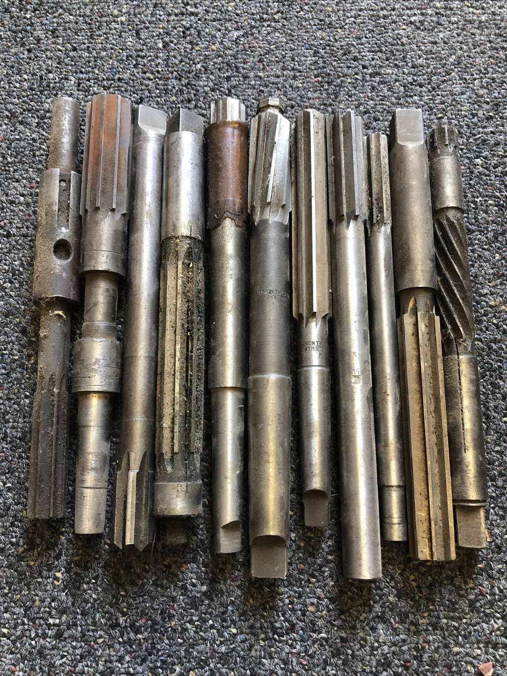 Vintage Lot Of 11 Drill Bits Union Twist Derby Line Etc0